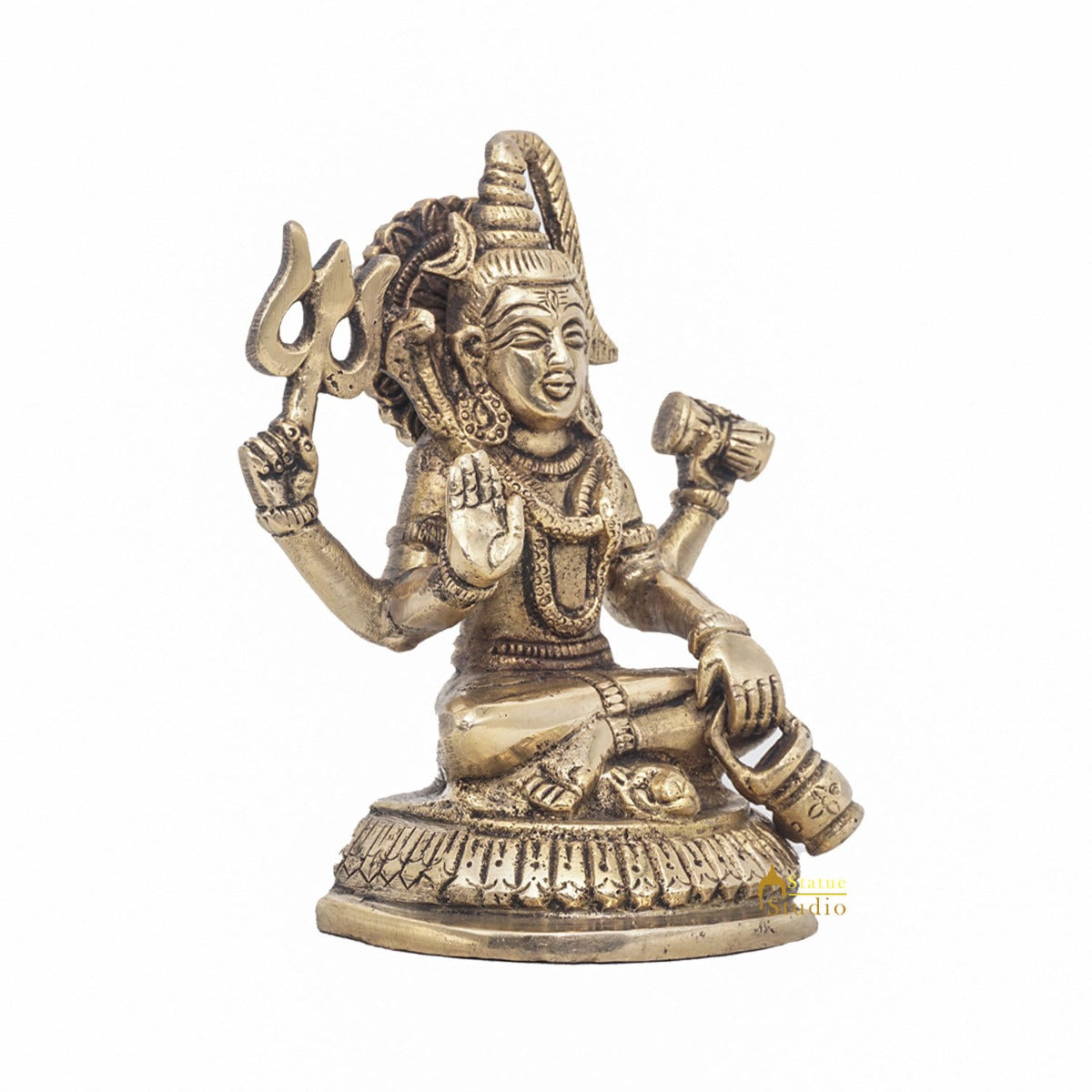 Brass Lord Shiva Statue Antique Finish For Home Temple Puja Room Decor 5"