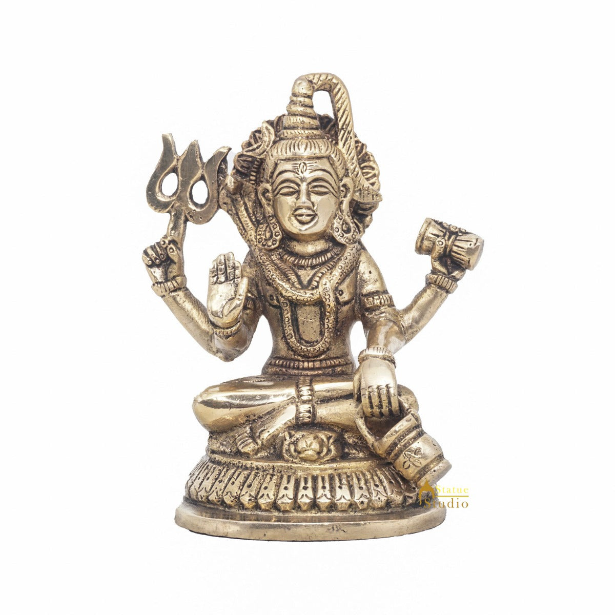 Brass Lord Shiva Statue Antique Finish For Home Temple Puja Room Decor 5" - Image 3
