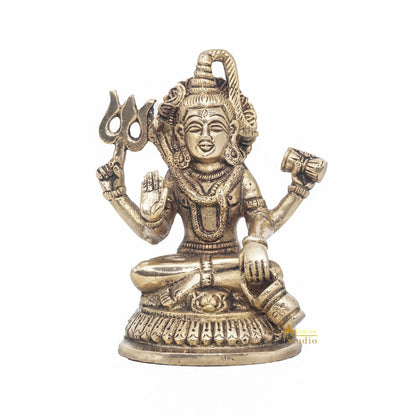 Brass Lord Shiva Statue Antique Finish For Home Temple Puja Room Decor 5" by vendor-unknown - Hindu Gods (View 3)