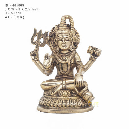 Brass Lord Shiva Statue Antique Finish For Home Temple Puja Room Decor 5" by vendor-unknown - Hindu Gods (View 7)