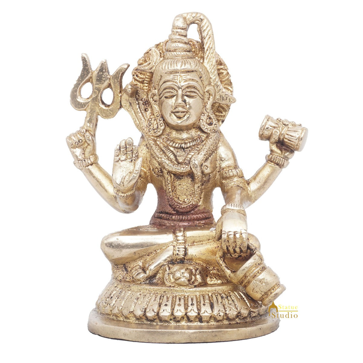 Brass Lord Shiva Idol Bhole Baba For Home Temple Puja Room Decor 5"
