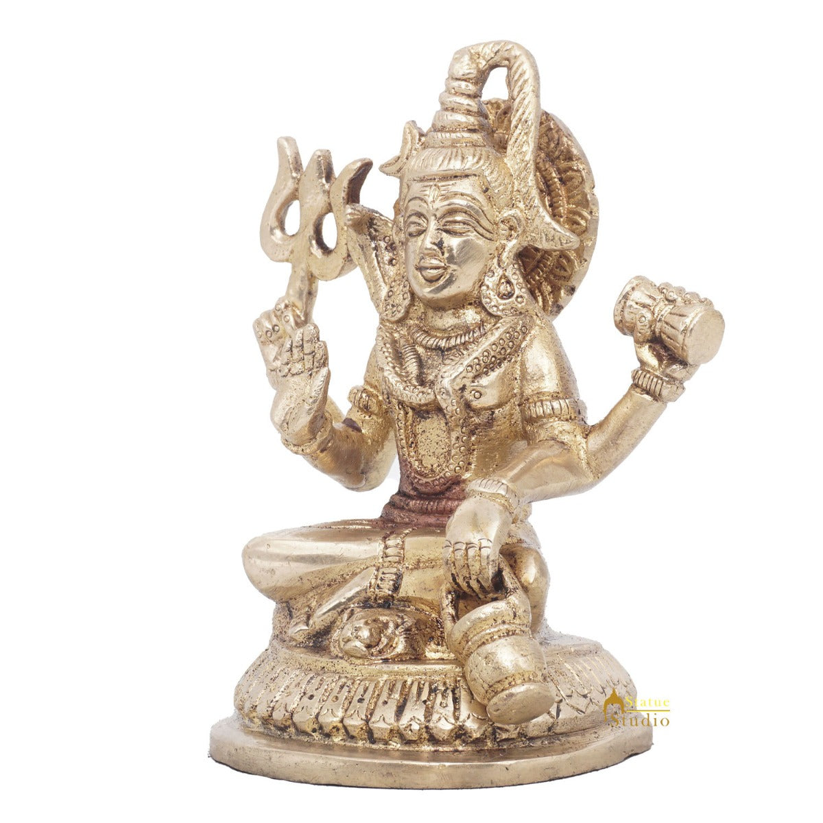 Brass Lord Shiva Idol Bhole Baba For Home Temple Puja Room Decor 5"