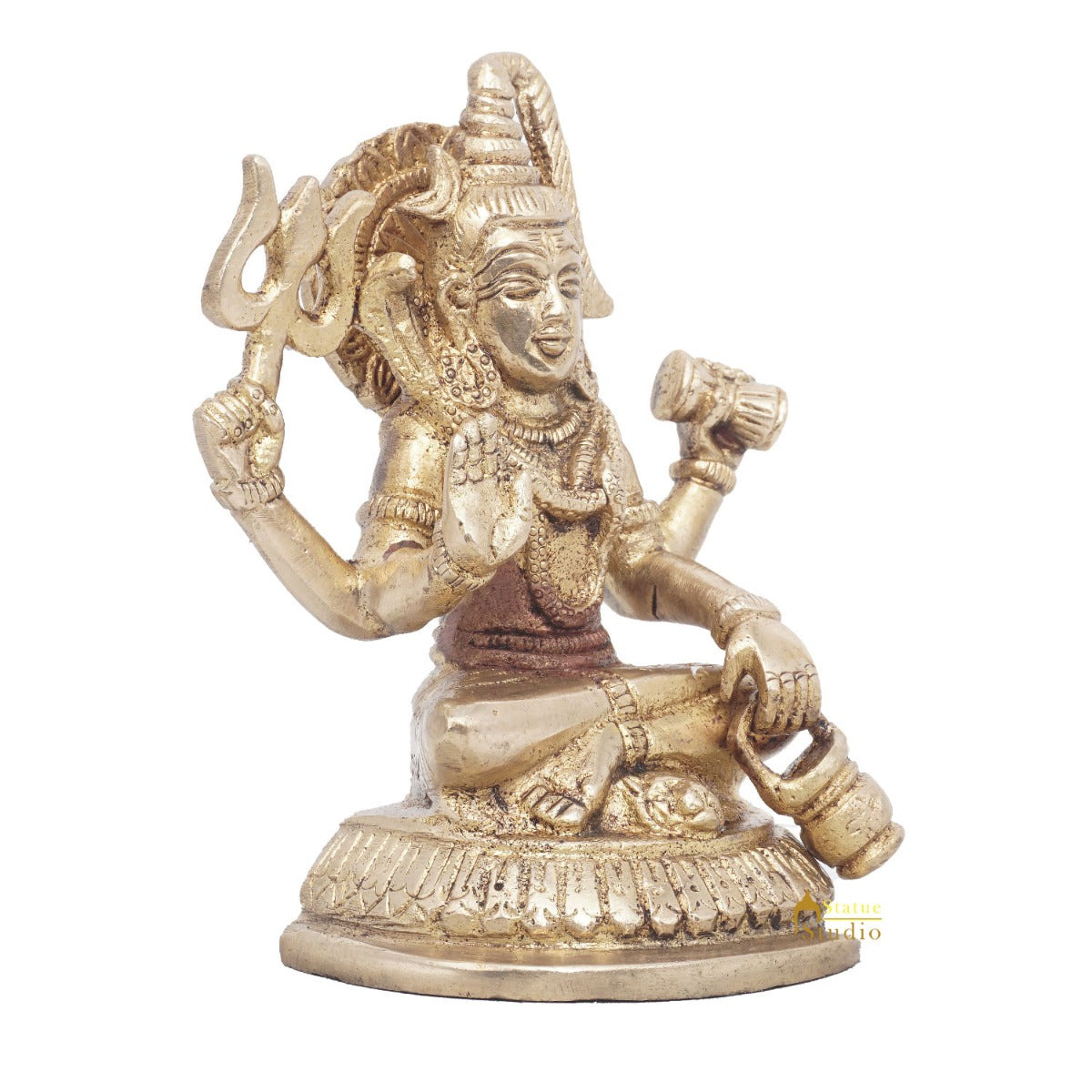 Brass Lord Shiva Idol Bhole Baba For Home Temple Puja Room Decor 5" - Image 5