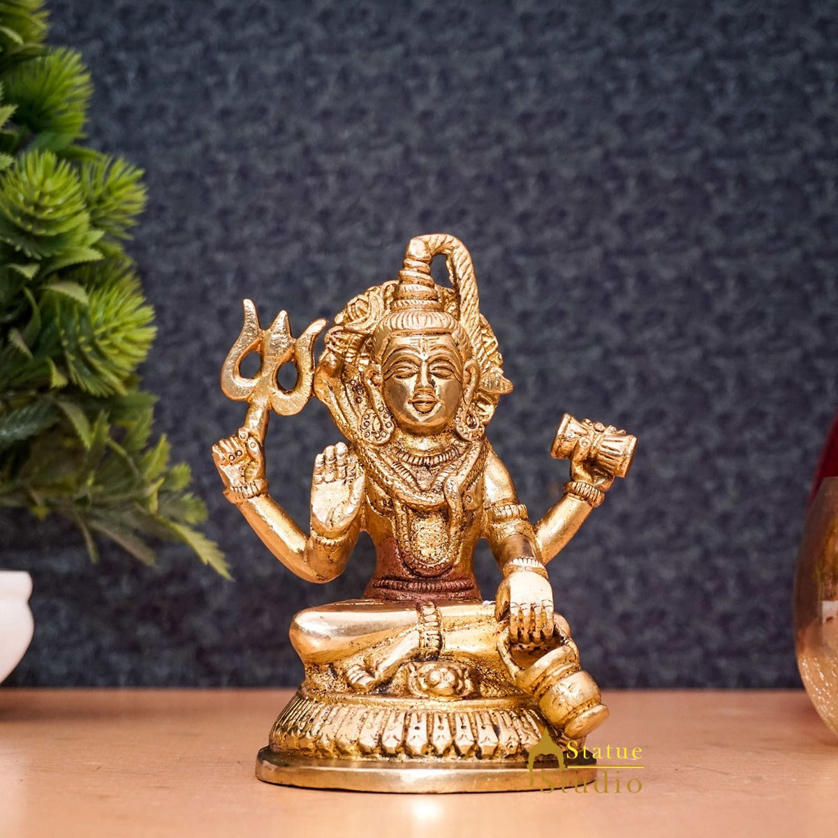 Brass Lord Shiva Idol Bhole Baba For Home Temple Puja Room Decor 5" - Eco-friendly - Sama Homes