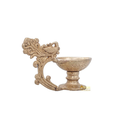 Brass Antique Diya For Home Puja Temple Pooja Diwali Festive Décor 3" by vendor-unknown - Spiritual (View 4)