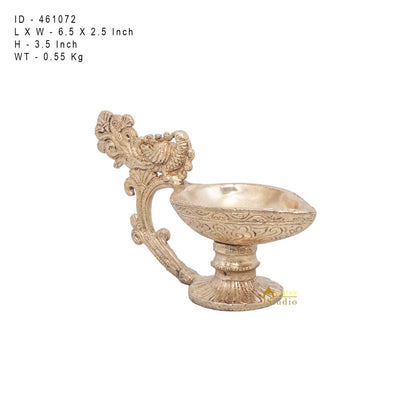 Brass Antique Diya For Home Puja Temple Pooja Diwali Festive Décor 3" by vendor-unknown - Spiritual (View 6)