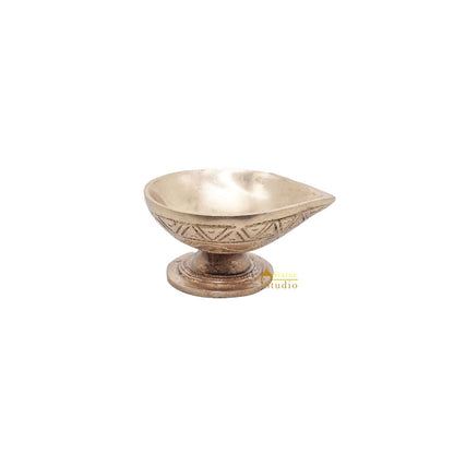 Brass Antique Diya For Home Puja Temple Pooja Diwali Festive Décor 3" by vendor-unknown - Spiritual (View 3)