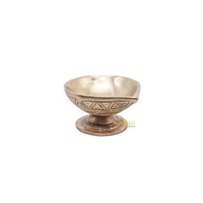Brass Antique Diya For Home Puja Temple Pooja Diwali Festive Décor 3" by vendor-unknown - Spiritual (View 4)