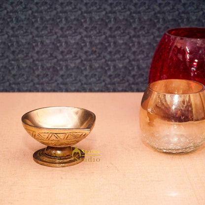 Brass Antique Diya For Home Puja Temple Pooja Diwali Festive Décor 3" by vendor-unknown - Spiritual