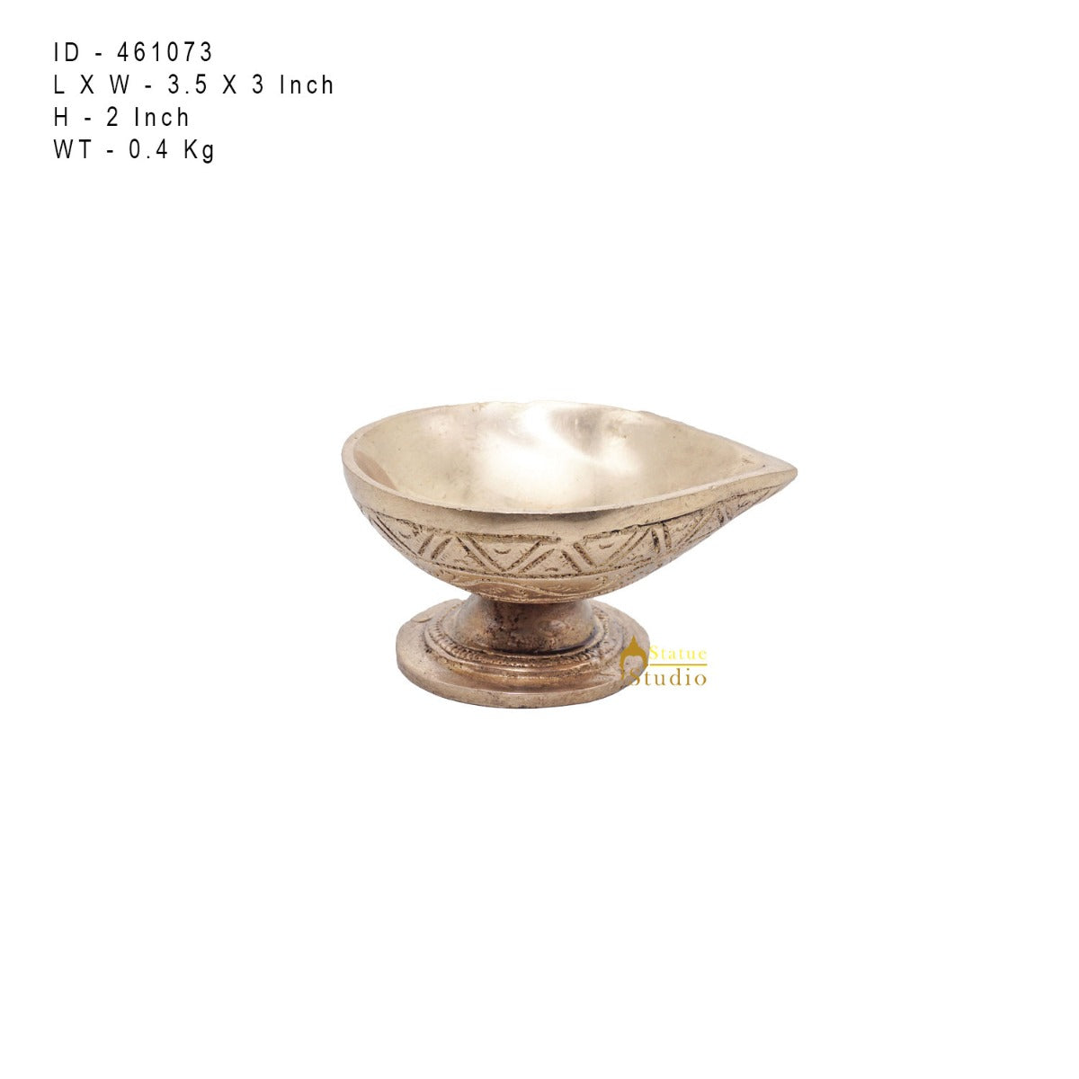 Brass Antique Diya For Home Puja Temple Pooja Diwali Festive Décor 3" - Image 6