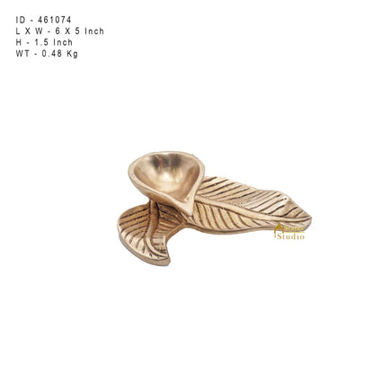 Brass Antique Leaf Diya For Home Puja Temple Pooja Diwali Festive Décor by vendor-unknown - Spiritual (View 6)