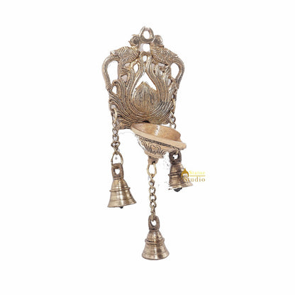 Brass Antique Hanging Diya For Home Puja Temple Pooja Diwali Festive Décor by vendor-unknown - Spiritual