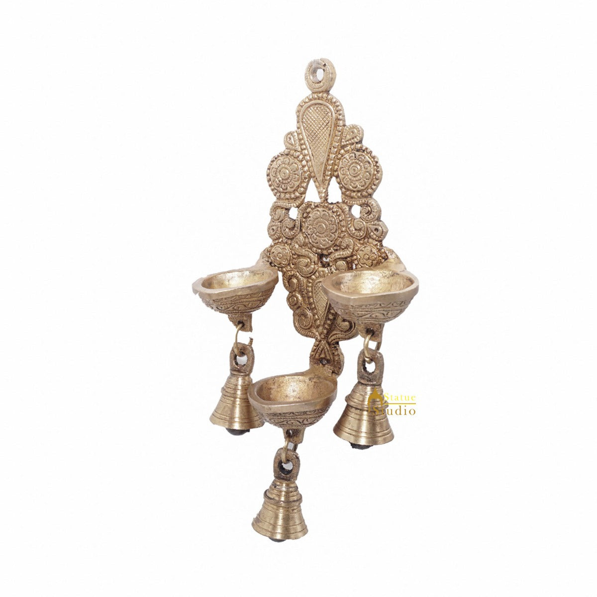 Brass Antique Hanging Diya For Home Puja Temple Pooja Diwali Festive Décor - Image 3