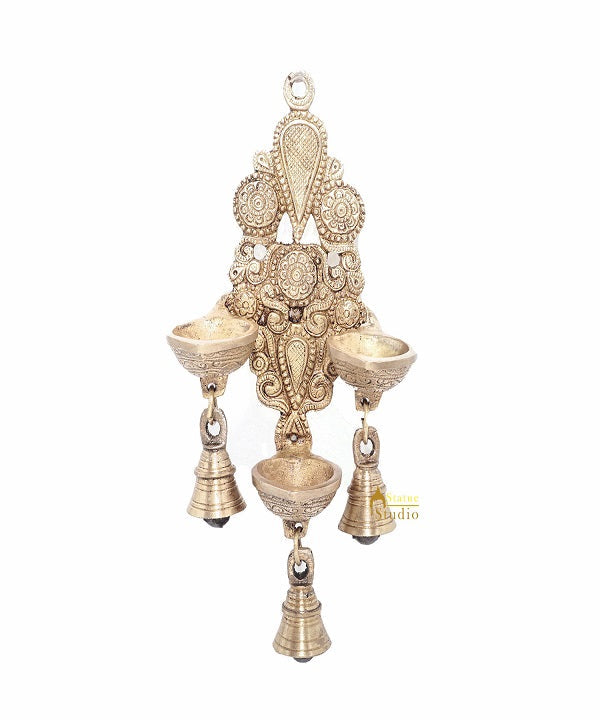 Brass Antique Hanging Diya For Home Puja Temple Pooja Diwali Festive Décor