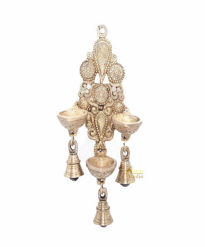 Brass Antique Hanging Diya For Home Puja Temple Pooja Diwali Festive Décor by vendor-unknown - Spiritual (View 2)