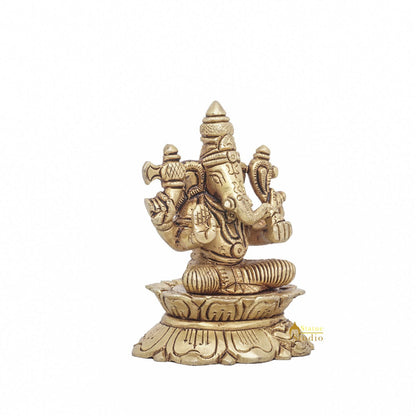 Brass Ganesha Statue Ganpati Sitting Small Idol Home Pooja Room Décor Gift 3" by vendor-unknown - Products (View 5)