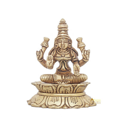 Brass Goddess Lakshmi Idol Statue For Home Office Puja Room Décor 3" by vendor-unknown - Hindu Gods (View 3)
