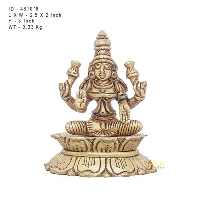 Brass Goddess Lakshmi Idol Statue For Home Office Puja Room Décor 3" by vendor-unknown - Hindu Gods (View 7)