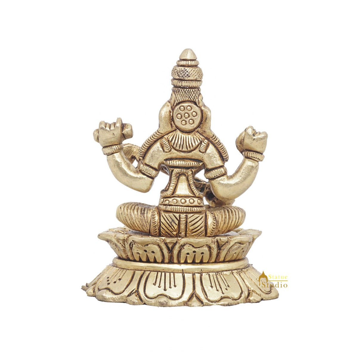 Brass Goddess Saraswati Idol Statue For Home Office Puja Room Décor 3" - Image 6