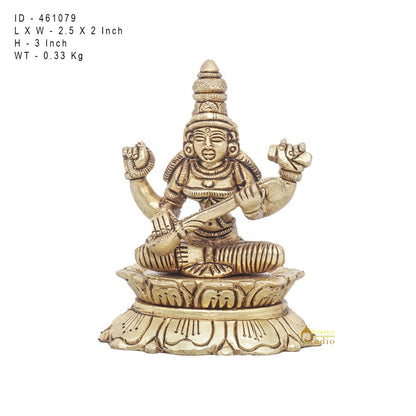Brass Goddess Saraswati Idol Statue For Home Office Puja Room Décor 3" by vendor-unknown - Hindu Gods (View 7)