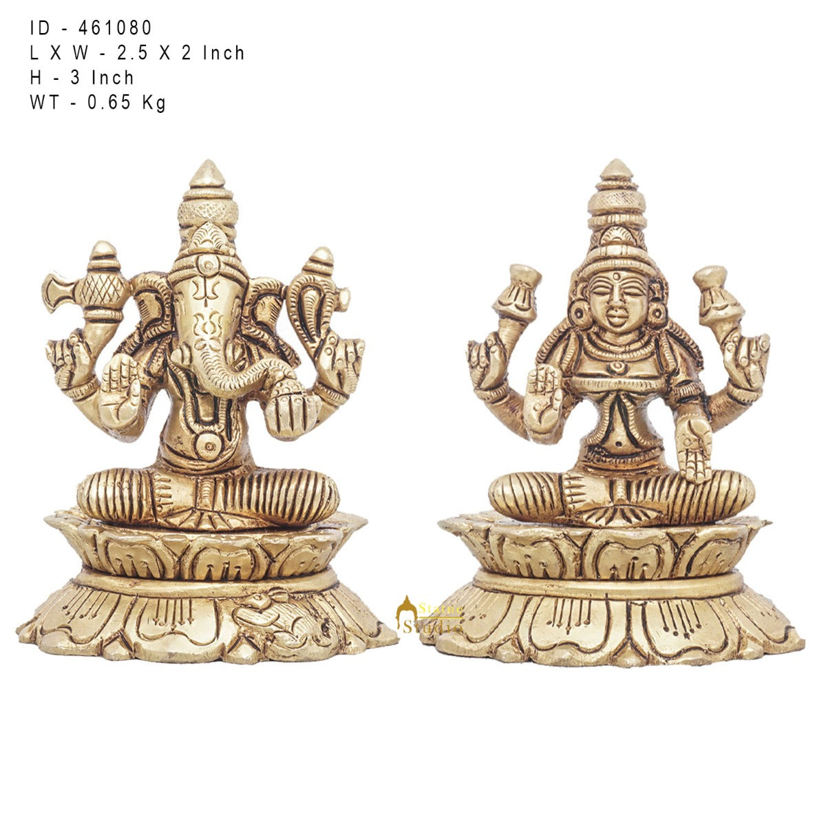 Brass Ganesha Lakshmi Idol Statue For Diwali Home Puja Décor Gift 3" - Image 4