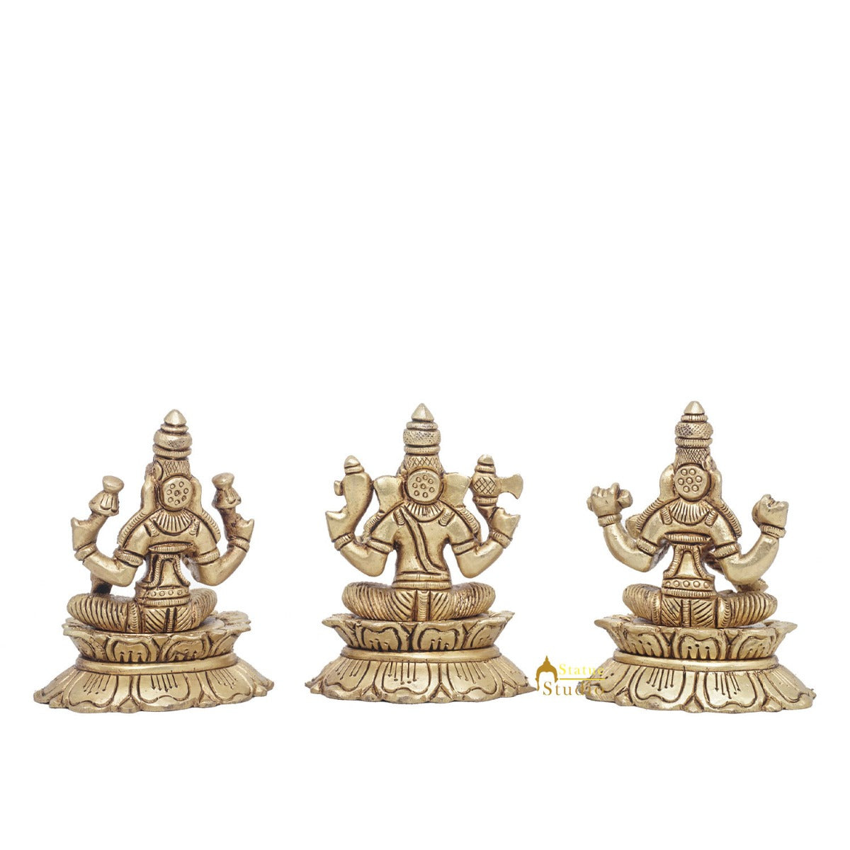 Brass Ganesha Lakshmi Saraswati Idol Statue For Diwali Home Puja Décor Gift 3" - Image 4