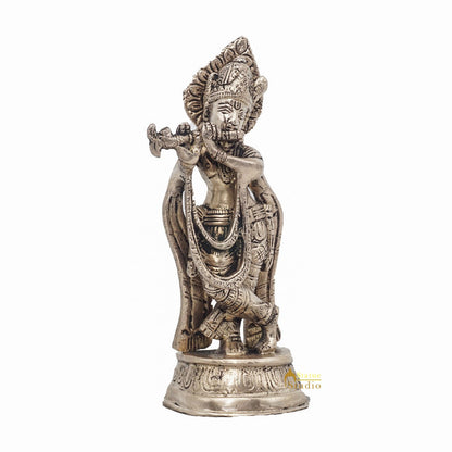 Brass Antique Lord Krishna Idol Showpiece For Home Pooja Décor Gift Statue 5.5" by vendor-unknown - Hindu Gods (View 5)