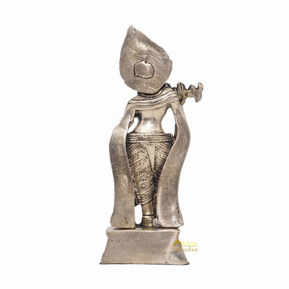 Brass Antique Lord Krishna Idol Showpiece For Home Pooja Décor Gift Statue 5.5" by vendor-unknown - Hindu Gods (View 6)