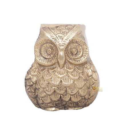 Brass Antique Owl Feng Shui Vastu Statue Home Office Décor Showpiece 3" by vendor-unknown - Decor (View 3)