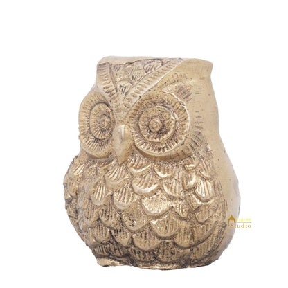 Brass Antique Owl Feng Shui Vastu Statue Home Office Décor Showpiece 3" by vendor-unknown - Decor (View 4)