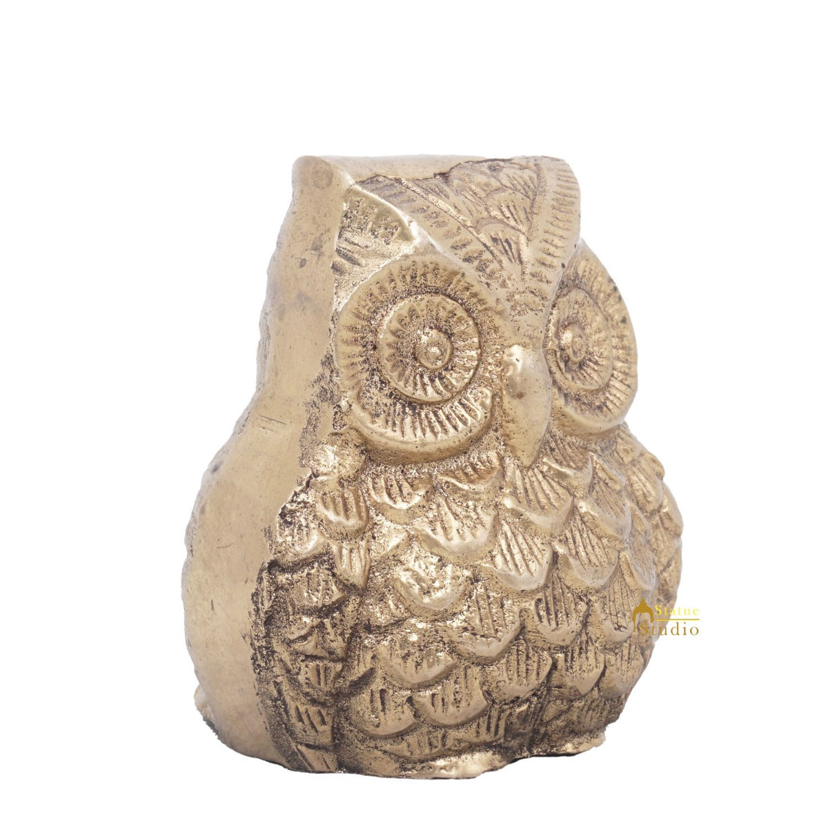 Brass Antique Owl Feng Shui Vastu Statue Home Office Décor Showpiece 3"