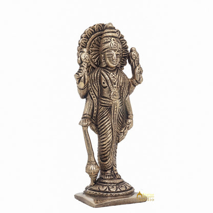 Brass Antique Lord Vishnu Idol For Pooja Home Temple Décor Statue 5" by vendor-unknown - Hindu Gods (View 5)
