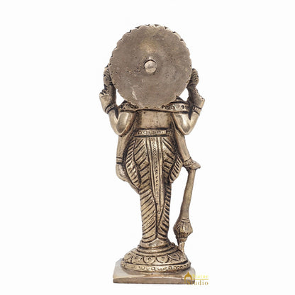 Brass Antique Lord Vishnu Idol For Pooja Home Temple Décor Statue 5" by vendor-unknown - Hindu Gods (View 6)