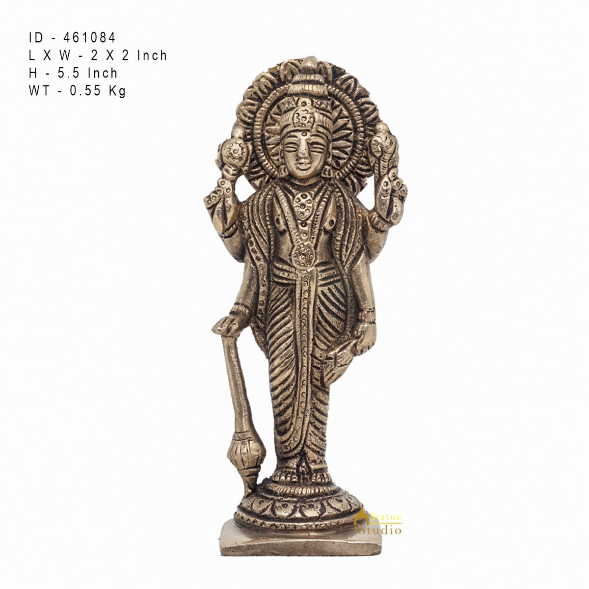 Brass Antique Lord Vishnu Idol For Pooja Home Temple Décor Statue 5" - Image 7