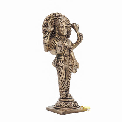 Brass Antique Goddess Lakshmi Idol For Pooja Home Temple Décor Statue 5" by vendor-unknown - Hindu Gods (View 5)