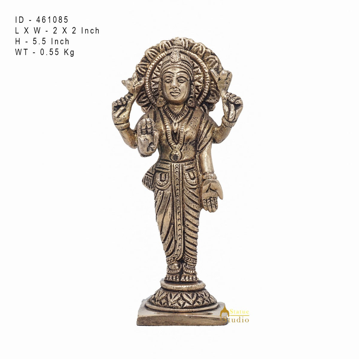 Brass Antique Goddess Lakshmi Idol For Pooja Home Temple Décor Statue 5" - Image 7