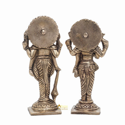 Brass Antique Vishnu Lakshmi Idol For Pooja Home Temple Décor Statue 5" by vendor-unknown - Hindu Gods (View 4)