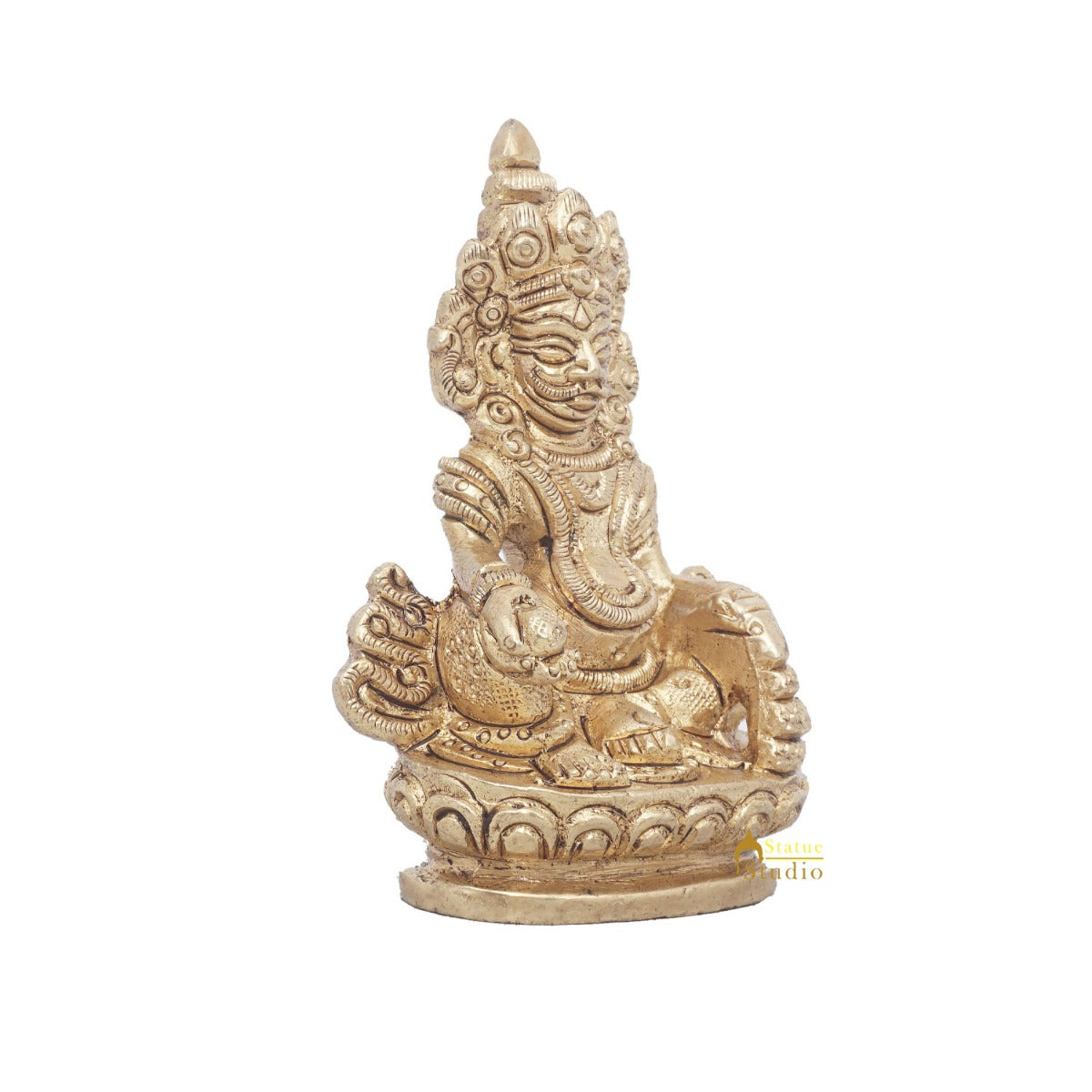 Brass Small Mini God Wealth Kuber Statue Feng Shui Vastu Décor Idol Showpiece