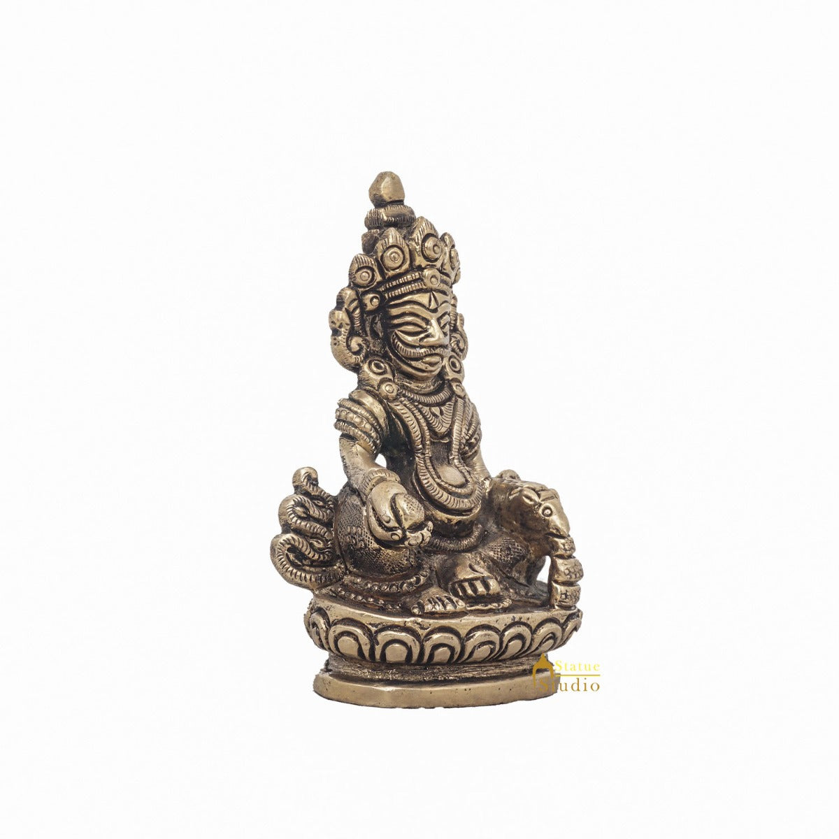 Brass Small Mini God Wealth Kuber Statue Feng Shui Vastu Décor Idol Showpiece