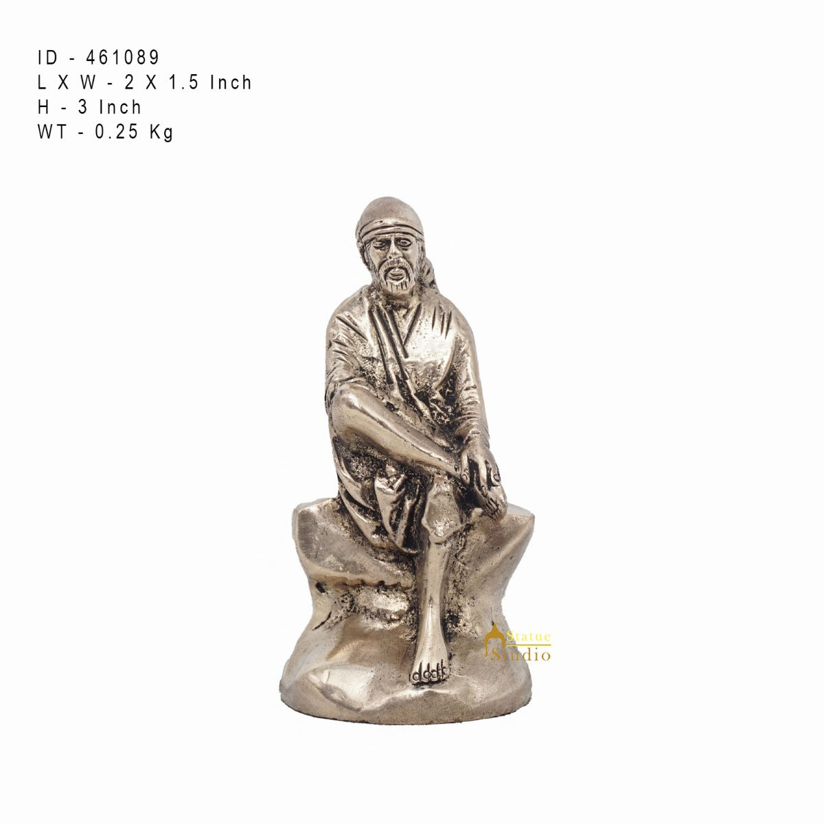 Brass Small Sai Baba Idol Antique Finish For Puja Religious Home Temple Decor 3 Inch