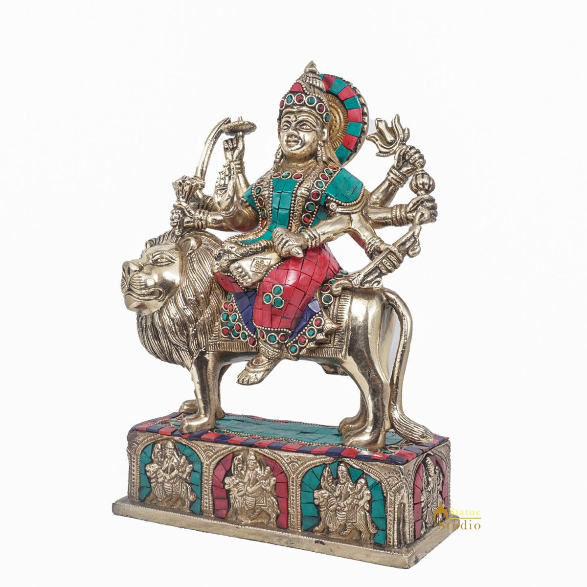 Brass Durga Maa Sherawali Idol Home Temple Puja Religious Décor Statue 11" - Image 3