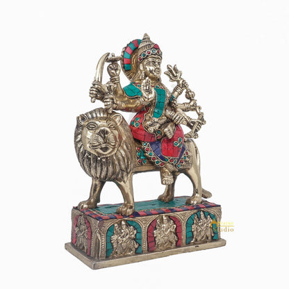 Brass Durga Maa Sherawali Idol Home Temple Puja Religious Décor Statue 11" by vendor-unknown - Hindu Gods (View 4)