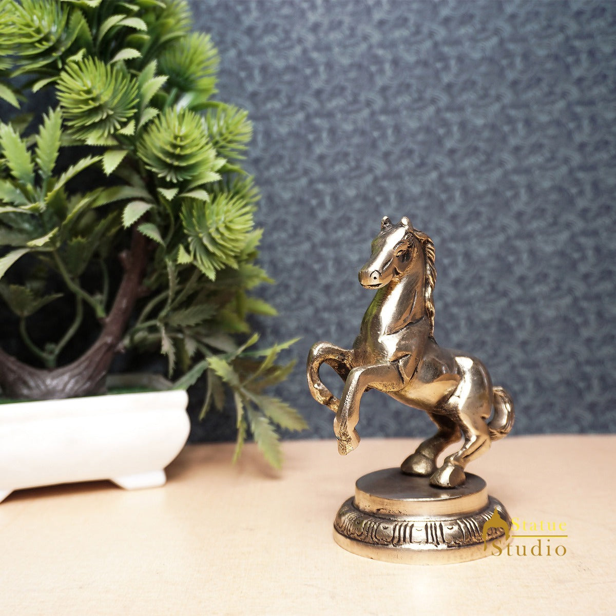 Brass Standing Horse Showpiece For Home Office Desk Table Décor And Gift 4" - Eco-friendly - Sama Homes