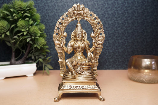 Brass Antique Goddess Lakshmi Laxmi Idol For Pooja Home Temple Décor Statue 8"