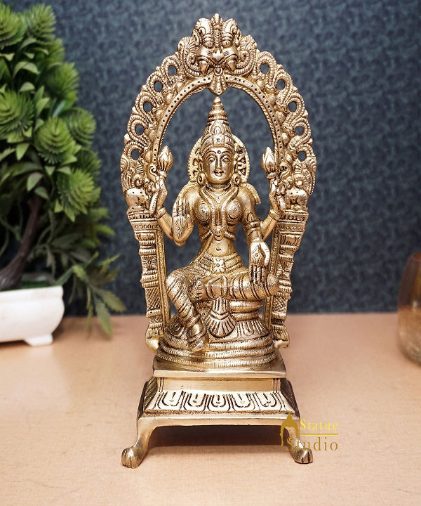 Brass Antique Goddess Lakshmi Laxmi Idol For Pooja Home Temple Décor Statue 8" - Image 2