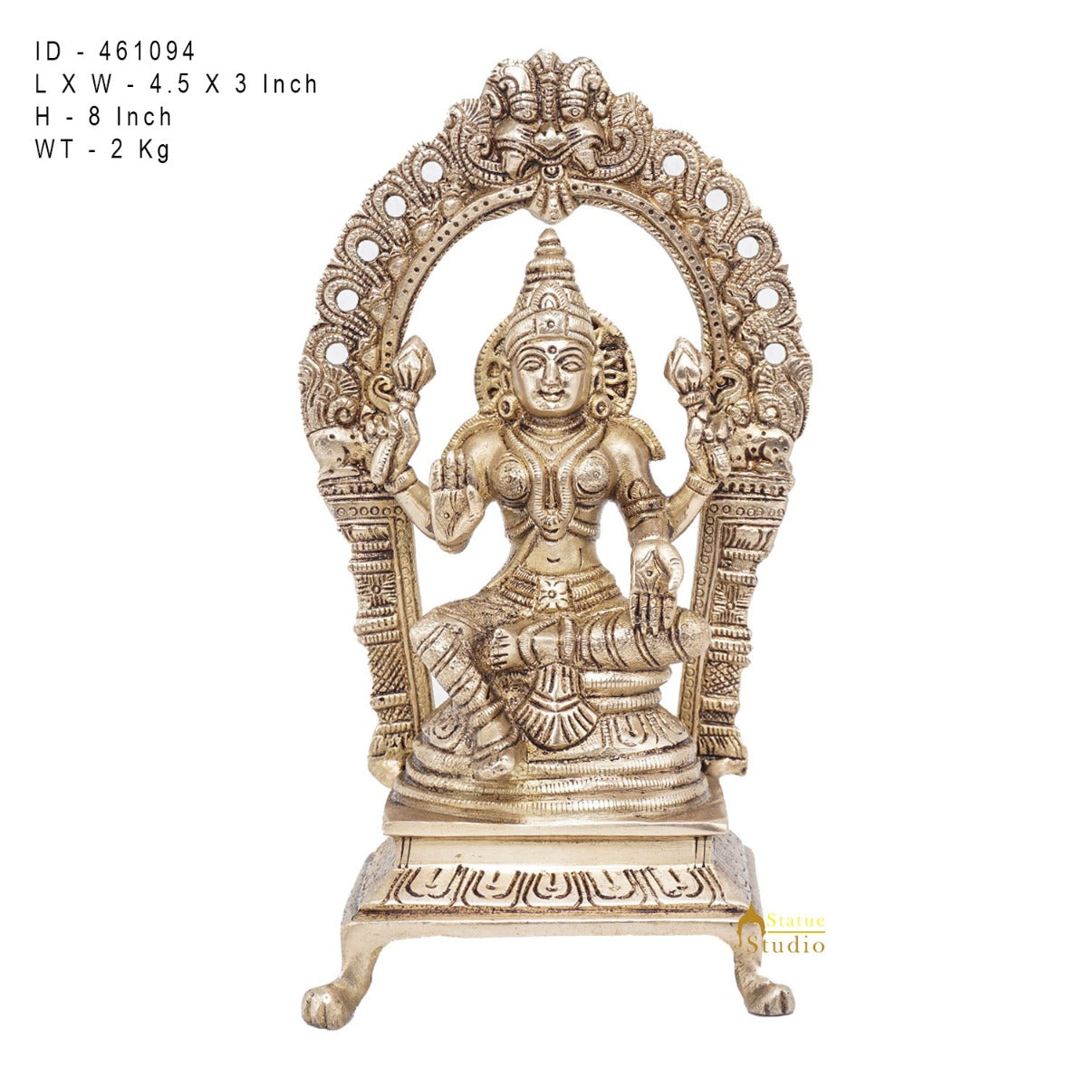 Brass Antique Goddess Lakshmi Laxmi Idol For Pooja Home Temple Décor Statue 8"