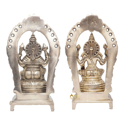 Brass Ganesha Lakshmi Idol Laxmi Statue For Diwali Home Puja Décor Gift 8" by vendor-unknown - Hindu Gods (View 4)