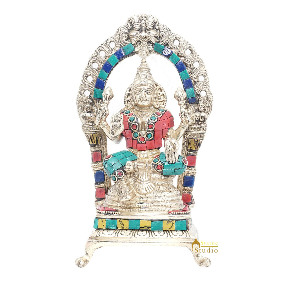 Brass Antique Goddess Lakshmi Laxmi Idol For Pooja Home Temple Décor Statue 8"
