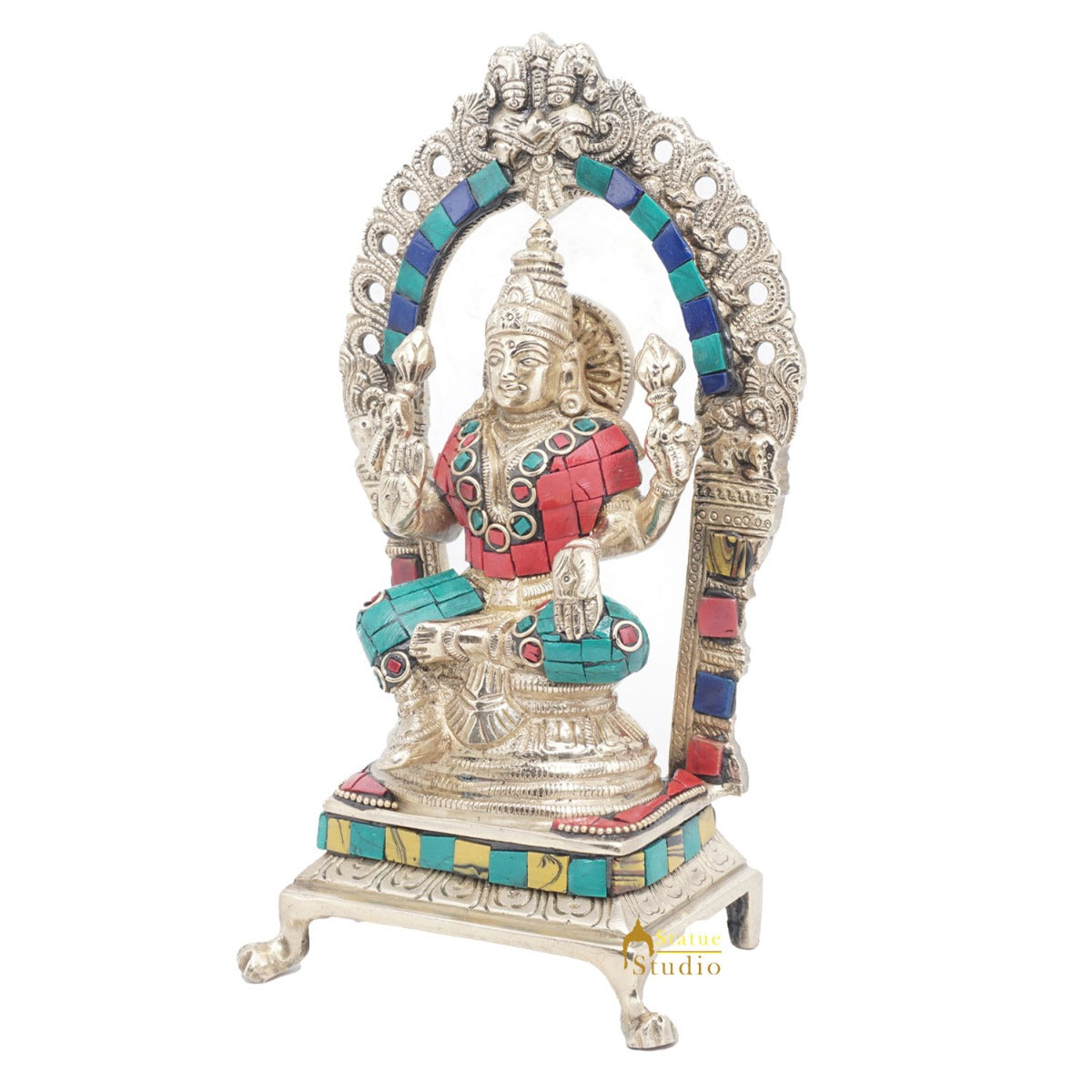 Brass Antique Goddess Lakshmi Laxmi Idol For Pooja Home Temple Décor Statue 8"