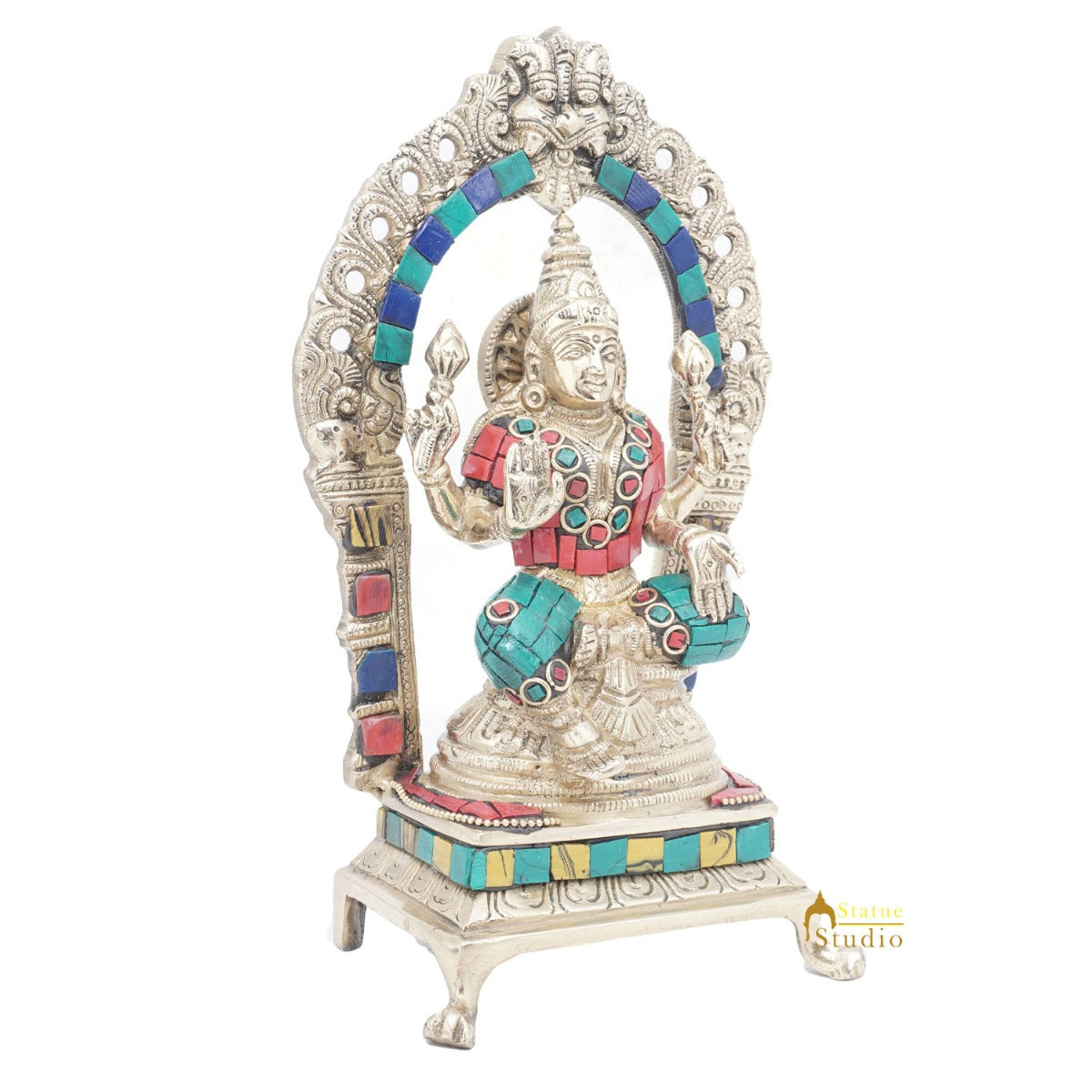 Brass Antique Goddess Lakshmi Laxmi Idol For Pooja Home Temple Décor Statue 8" - Image 5